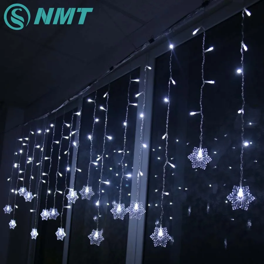 Holiday Lighting 3.5M 96 LED Snowflake Fairy Curtain LED String Lights Outdoor Waterproof Christmas Lights For Home Decoration