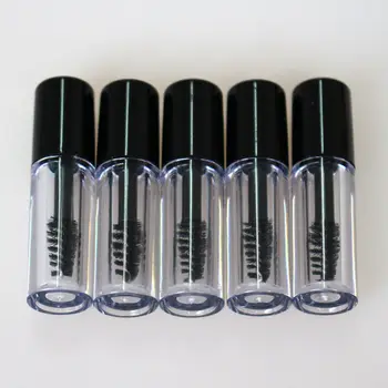 

100pcs/lot 0.8ml Empty Mascara Tube Eyelash Cream Vial/Liquid Bottle Sample Cosmetic Container with Leakproof Inner Black Cap