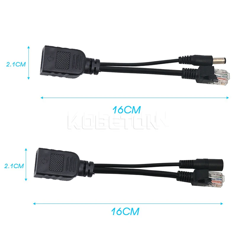 

2pcs/lot PoE cable Tape screened 24-48v Separator Power Over Ethernet POE Splitter Power Receiver Injector POE Adapter Cable Kit