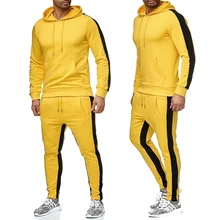 2019 novo esporte terno hoodie cor sólida com capuz + calças masculino casual algodão outono/inverno quente moletom casaco de treino casual masculino