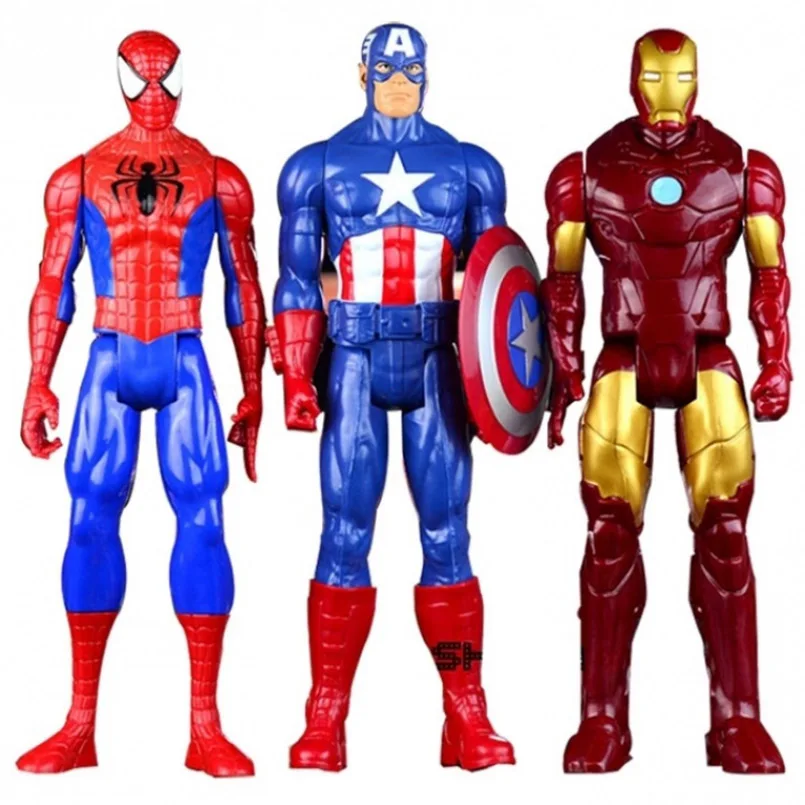 

30cm Spiderman Captain America Iron Man Hulk Thor Wolverine PVC Action Figure Collectible Model Toys for Children