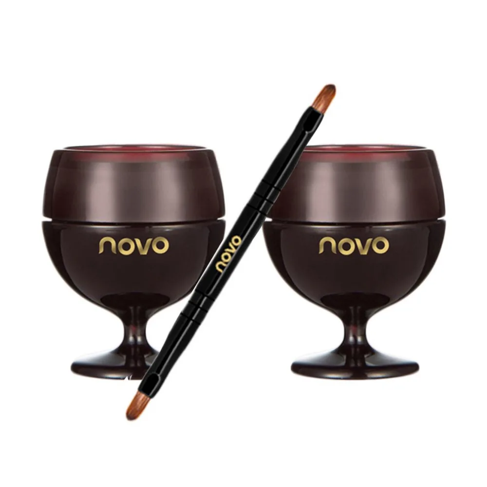 

Novo 2pcs/lot Red Wine Glass Cute Jelly Lipstick Cream Nutritious Gel Waterproof Moisturizer Lip Makeup Brush Set Hot Sale