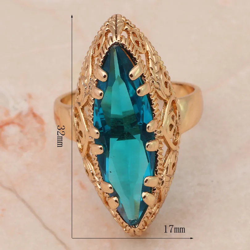 ЦИРКОНИЕВЫЕ золотисто-синие модные ювелирные изделия кольца ювелирные изделия для женщин вечерние размеры США#7#8#9 JR2022
