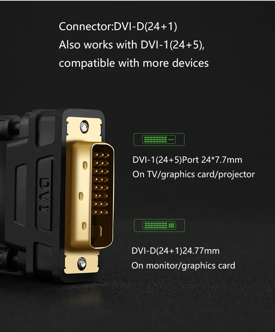 Ugreen HDMI к DVI DVI-D 24+ 1 pin адаптер 3D 4K DVI Мужской к HDMI Мужской конвертер кабель для lcd DVD HDTV xbox hdmi кабель 2 м 3 м