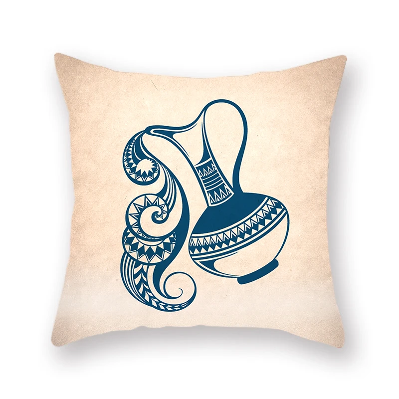 constellation Cushion Cover Retro Nostalgic Scorpio Capricorn Decorative Yellow Pillowcase Sofa Car Waist decoration home
