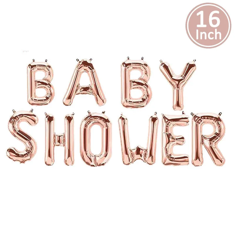 rose pink baby showe Детский душ 16 дюймов 34 см золотые фольгированные шары его мальчик девочка Babyshower украшения вечерние принадлежности пол раскрыть - Цвет: rose pink baby showe