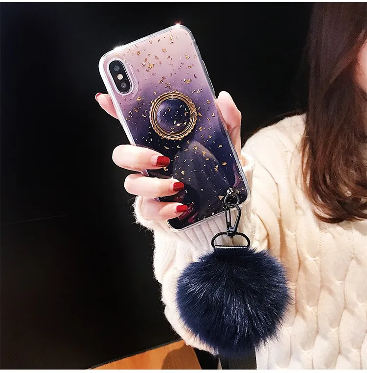 Золотая фольга Kickstand Rhinestone Phone Чехол для iPhone 6 6s 6plus 6s plus 7 8 7 plus 8 plus X XS MAX крепление в виде кольца на палец для девочек