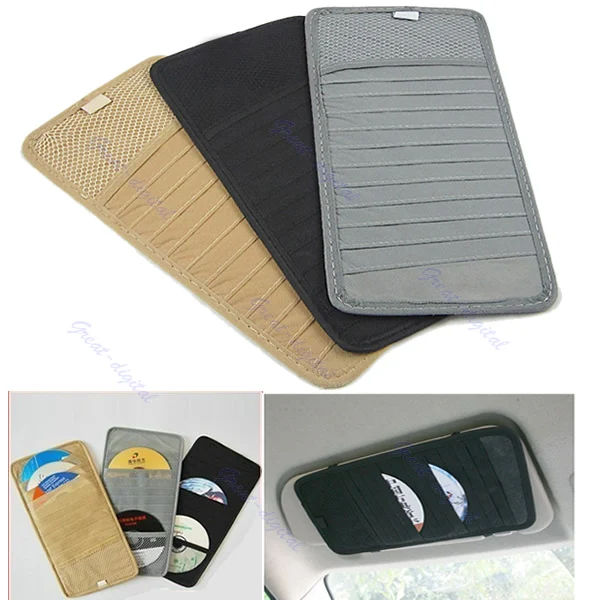 

12pcs Disks Car Auto Visor CD DVD Disk Card Case Holder Clipper Bag Hold Gray