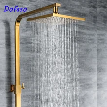 Dofaso gold shower bath tub faucet Golden Brass Shower Faucet Set Dual Ceramic Handle Tub Mixer shower set kemaidi new fashion luxury gold brass bathtub bathroom shower faucet set ceramic handle tub mixer waterfall hand shower