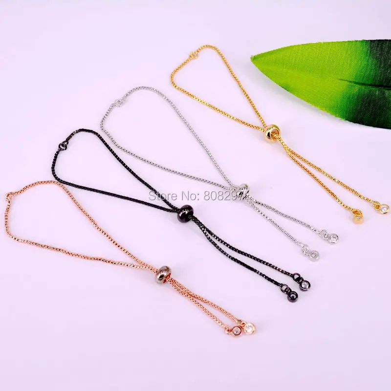 

Wholesale 15Pcs Gold / Silver / Black Chain Bracelet Adjustable Chain Macrame Bracelet For DIY Women Jewelry