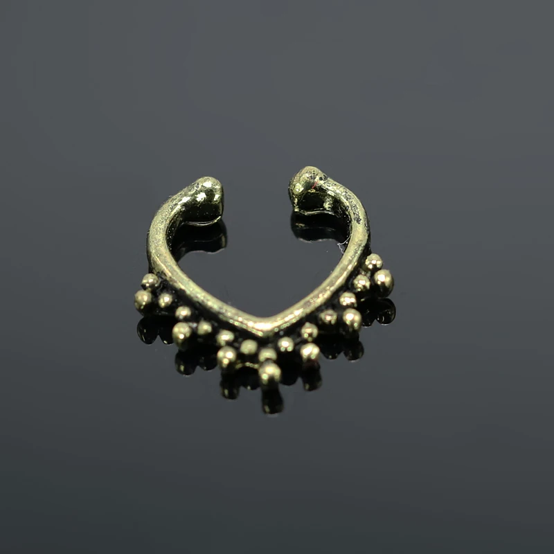 

1 piece faux Hoop Nose Rings Bronze Alloy Fake septum Clicker Ring No Piercings Cheater Body Jewelry