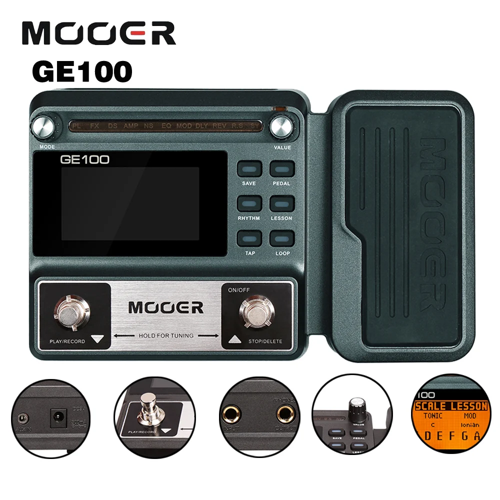 Mooer GE100 многопроцессорных гитарные эффекты падел 8 эффект модули 66 типов с петлей