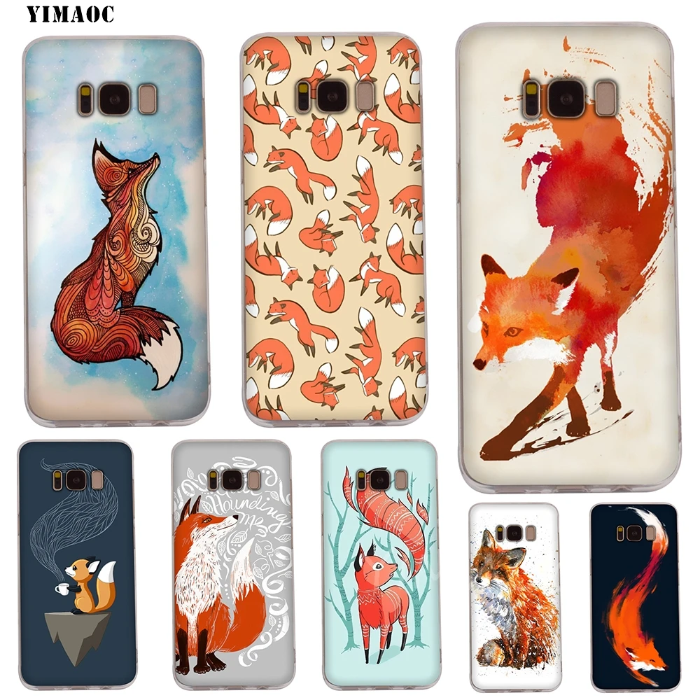 

YIMAOC ovely Animal Fox Soft TPU Case for Galaxy j3 j5 j6 j7 A5 2016 2017 A6 A9 2018 Note 8 9 S7 edge S8 S9 S10 Plus S10e Cover