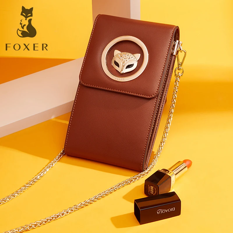 

FOXER Brand Women Crossbody Bag Female Leather Shoulder Bag Fashion Messenger Bags with Cell Phone Pocket for Women Birthday