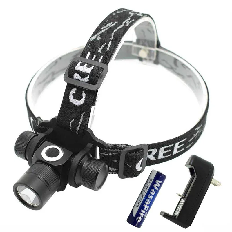 buy Led Headlamp 2000 Lumen XML L2 Headlight Forehead Flashlight 18650 Battery Head Lamp Light Running Frontal Torch Camp Bike Light