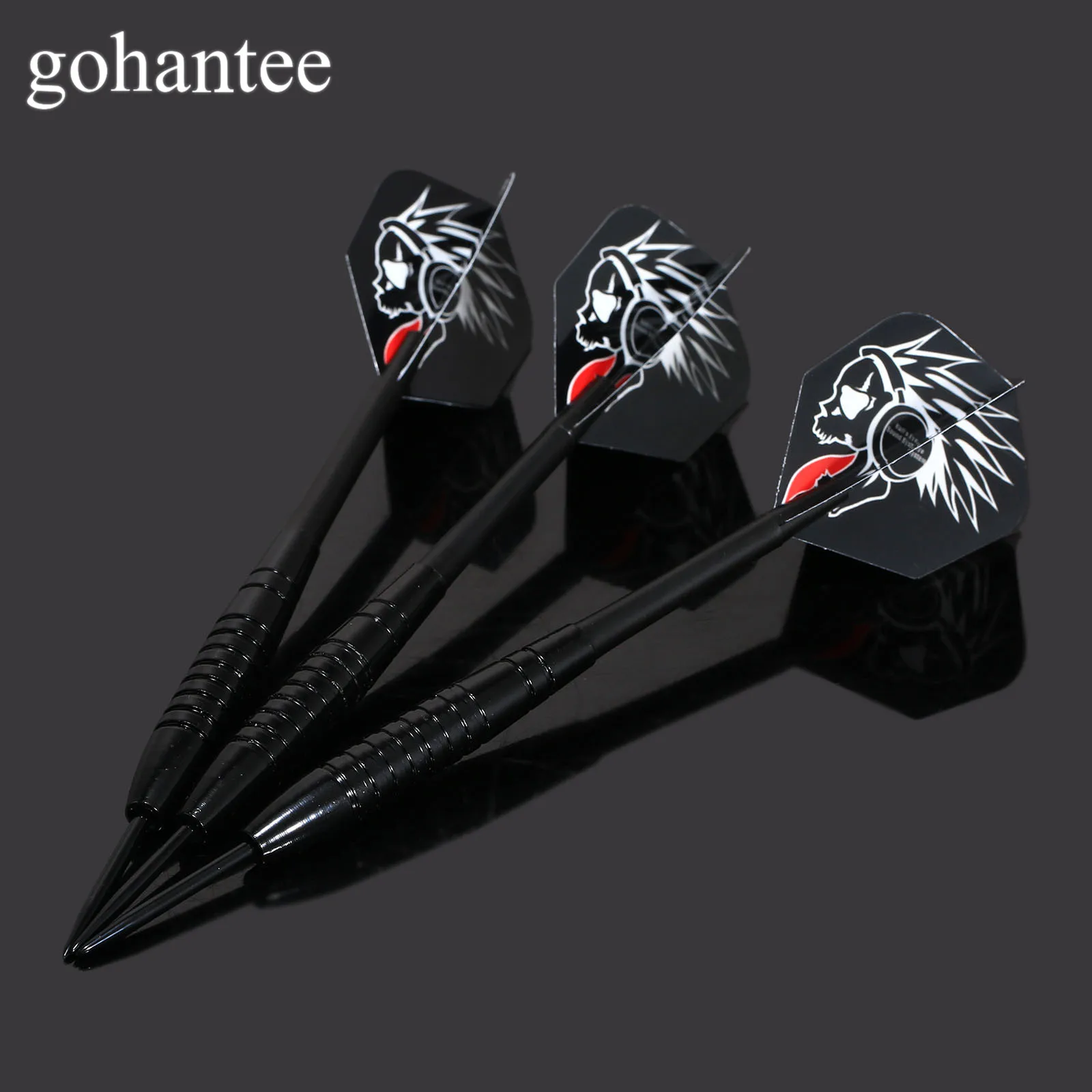 gohantee 3pcs 22g Standard Steel Needle Tip of Darts Plastic Shaft with Nice High Quanlity Laser Reflective Dart Flights Black