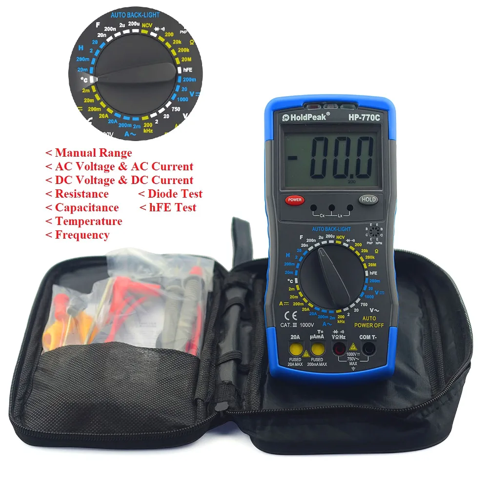 Inductance Meter HoldPeak HP 770C Digital Multimeter with Inductance