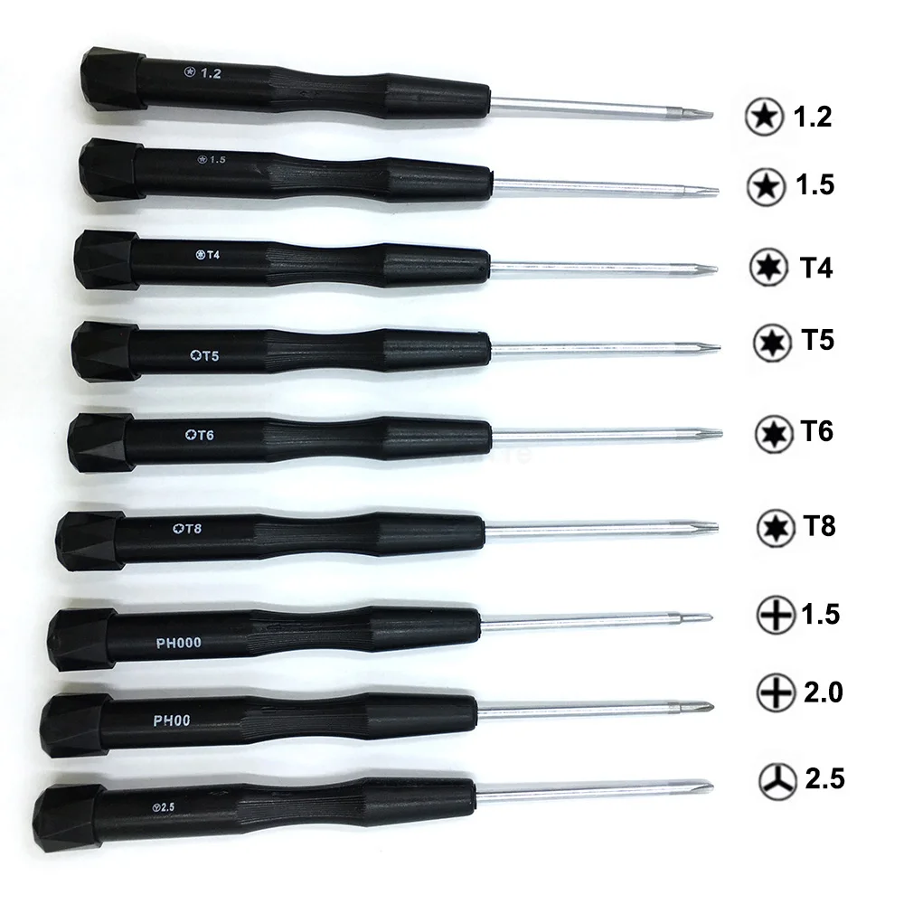 

3/9Pcs 5-Star 0.8 1.2 1.5 Phillips 1.5 2.0 Torx T4 T5 T6 T8H Screwdriver Kit for IPhone 7 MacBook Air & Pro Laotop Disassembly