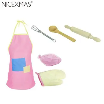 

6pcs Kids Kitchen Toys Baking Apron Set Kitchen Supplies Set for Kids Children Kids Cooking Set (Mixed Color)