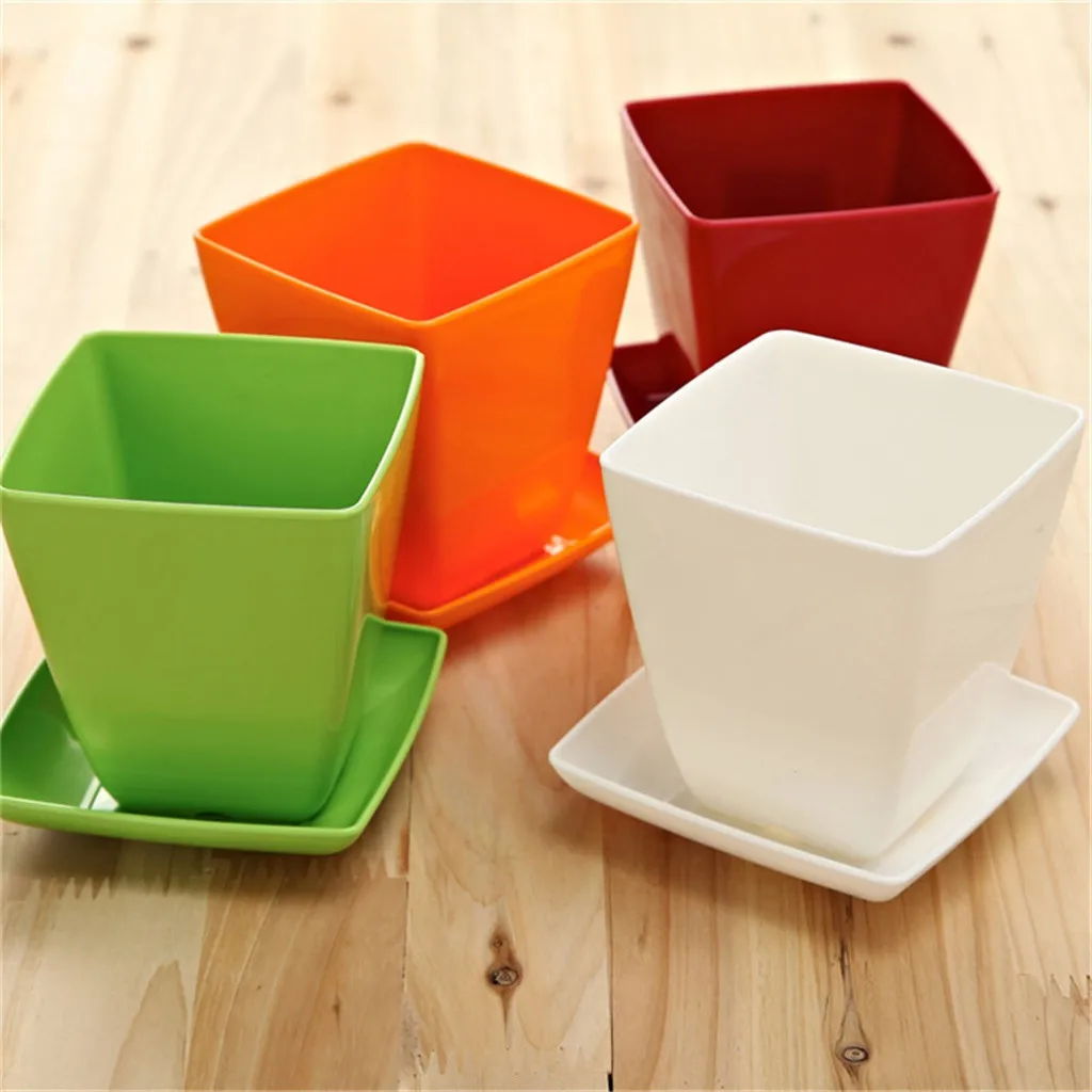 

Mini Square Plastic Plant Flower Pot Garden Home Office Decor NurseryVA #0501