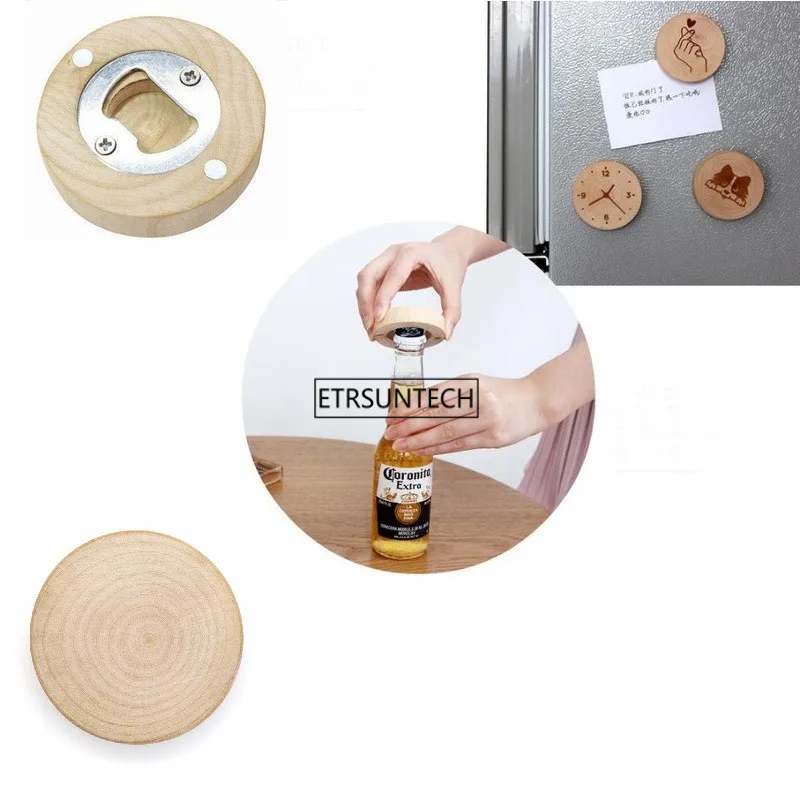 

10PCS Blank DIY Wooden Round Shape Bottle Opener Coaster Fridge Magnet Decoration Beer Bottle Opener