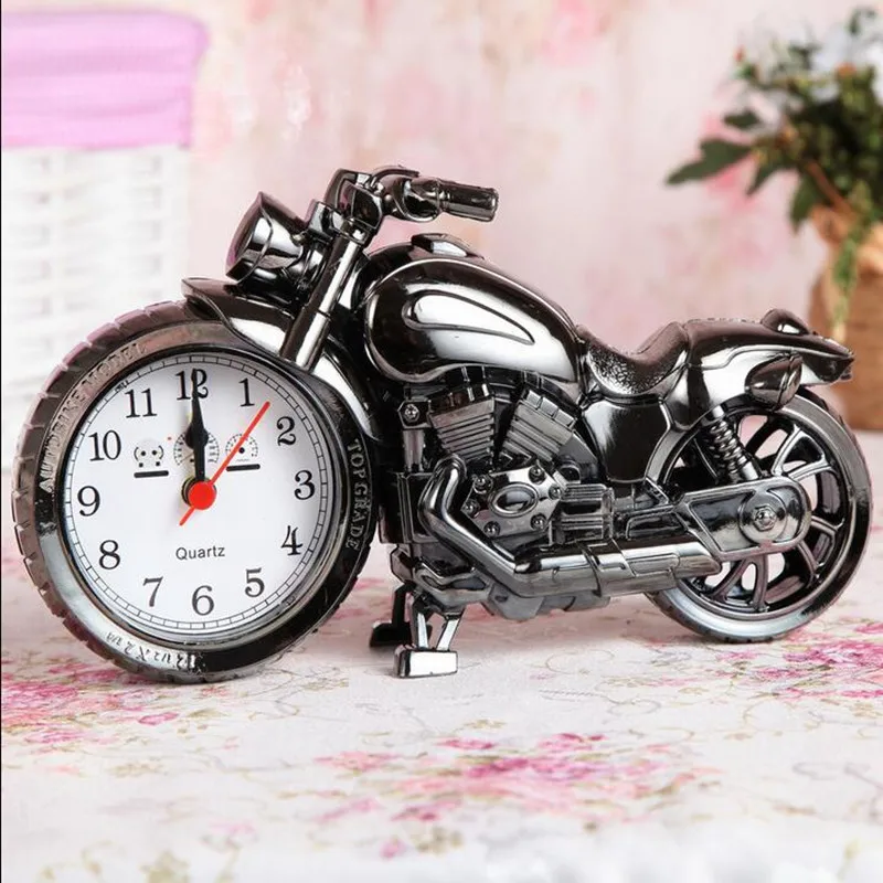 Creative Motorcycle Pattern Battery Alarm Clock study Desk Clock Home