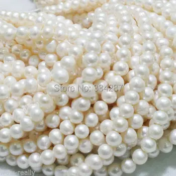 

Wholesale 5 PCS New 8-9mm White Freshwater Natural Pearl Round Loose Beads 14''
