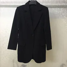 Черная Куртка женская осень зима пальто Офисная Леди высокого качества с длинным рукавом элегантное женское пальто