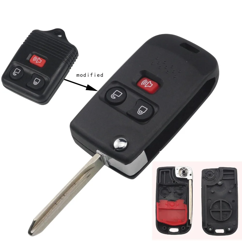 

jingyuqin Remote Folding Flip Key Shell Fob Cover Case For Ford Mercury Mazda 3 Buttons Switchblade Modify 2001-2011