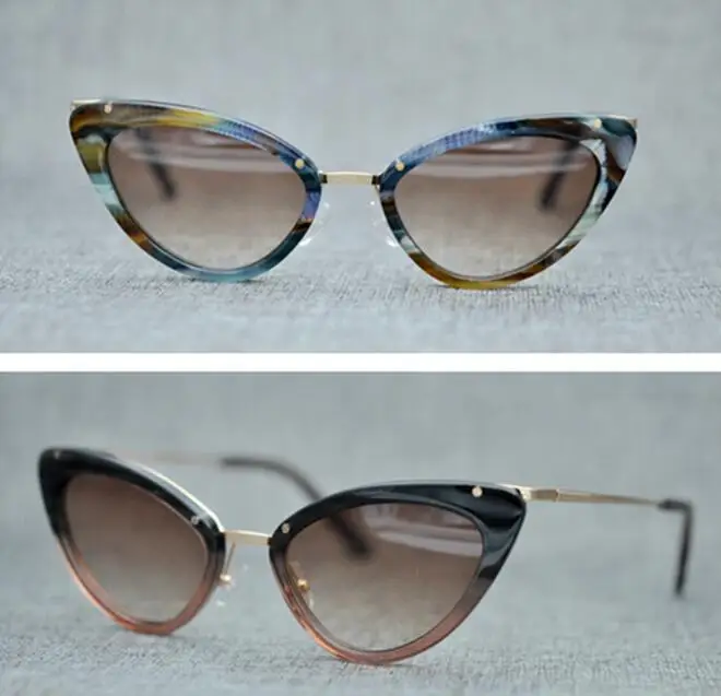 

LKK Cat Eye fashion Women Sunglasses Tinted Color Lens Vintage Shaped Sun Glasses Female Eyewear Blue Sunglasses Brand Designer