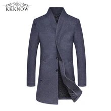 

KKKNOW New Year's Wool Coat For Men Warm Winter Male Jacket Slim Fit Trench Coat Single Breasted Overcoat Ventilation Peacoat