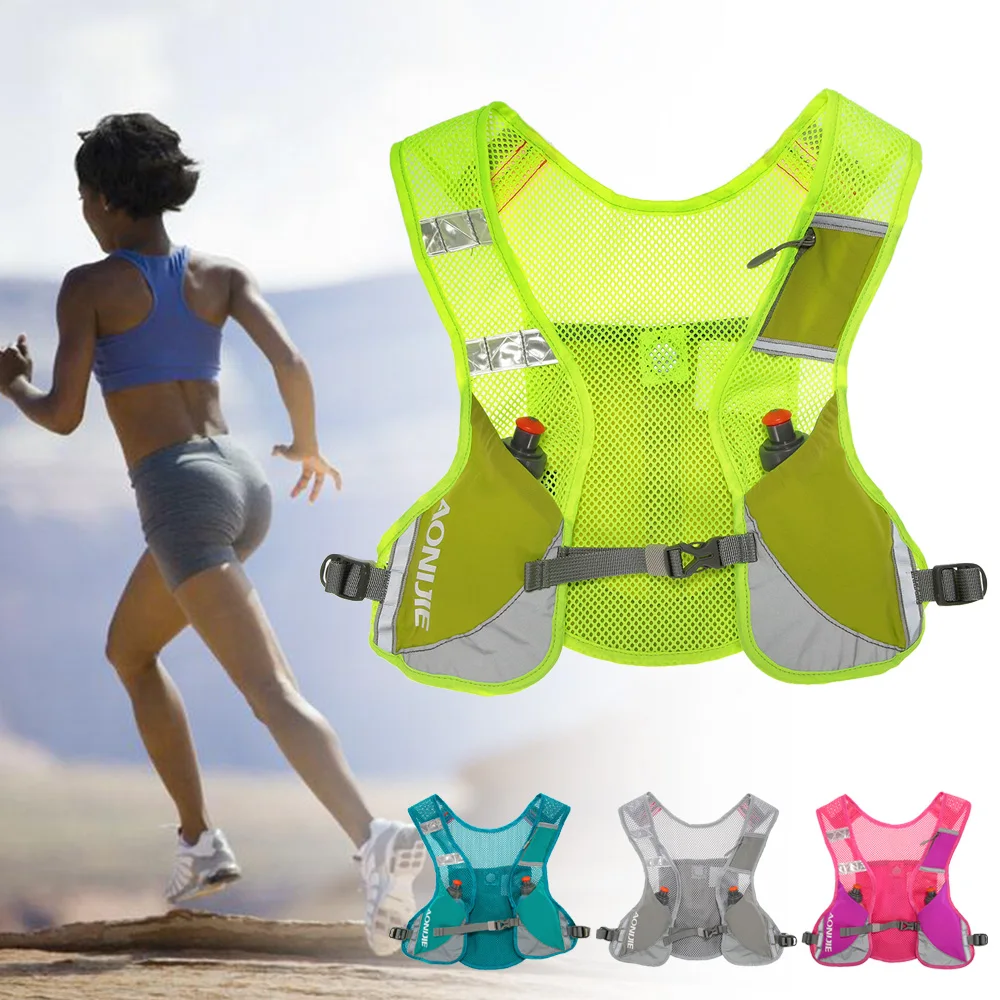 

AONIJIE Premium Reflective Running Vest Give Sport Water Bottle for Running Cycling Clothes for Women Men Safety Gear Gym Bag