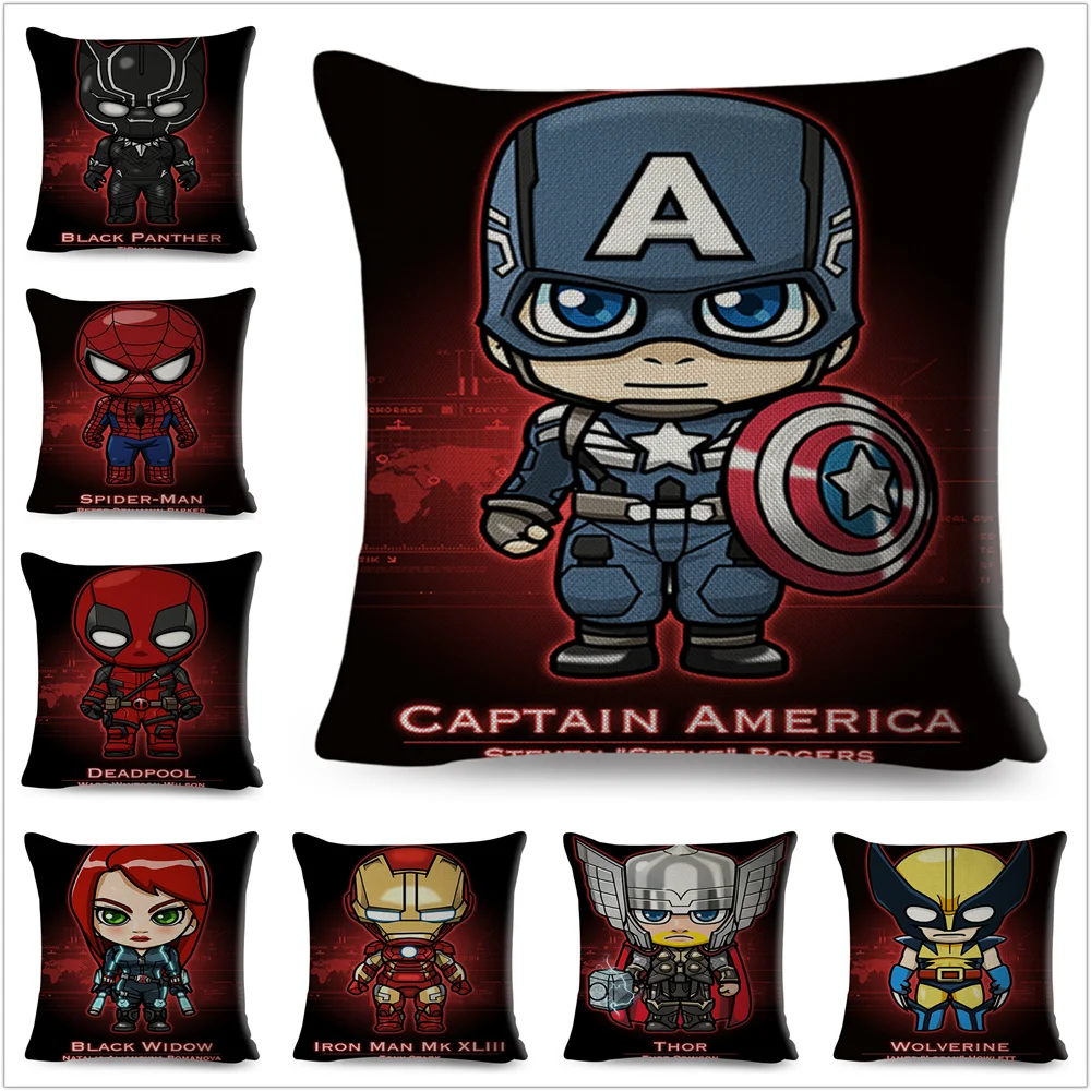 

Colorful Marvel Superhero Avengers Pillow Case Linen Decor Cushion Cover for Sofa Car Home Pillowcase 45x45cm Pliiows Covers