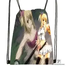 Custom Lucy-фея-хвост-походная сумка на шнурке милый рюкзак для детей(черная спинка) 31x40 см#180611-01-10