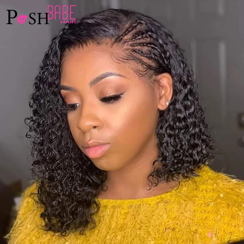 Short Bob Lace Front Wig Brazilian Jerry Curly Human Hair Pre plucked Baby Hair Short Bob Lace Front Wig Brazilian Jerry Curly Human Hair Pre plucked Baby Hair