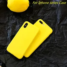 New Case For iPhone X 5 6s 7 8 solid color yellow mobile phone shell 6 7 8 plus all-inclusive TPU matte protective Case Cover protective abs matte back cover case for iphone 5 yellow