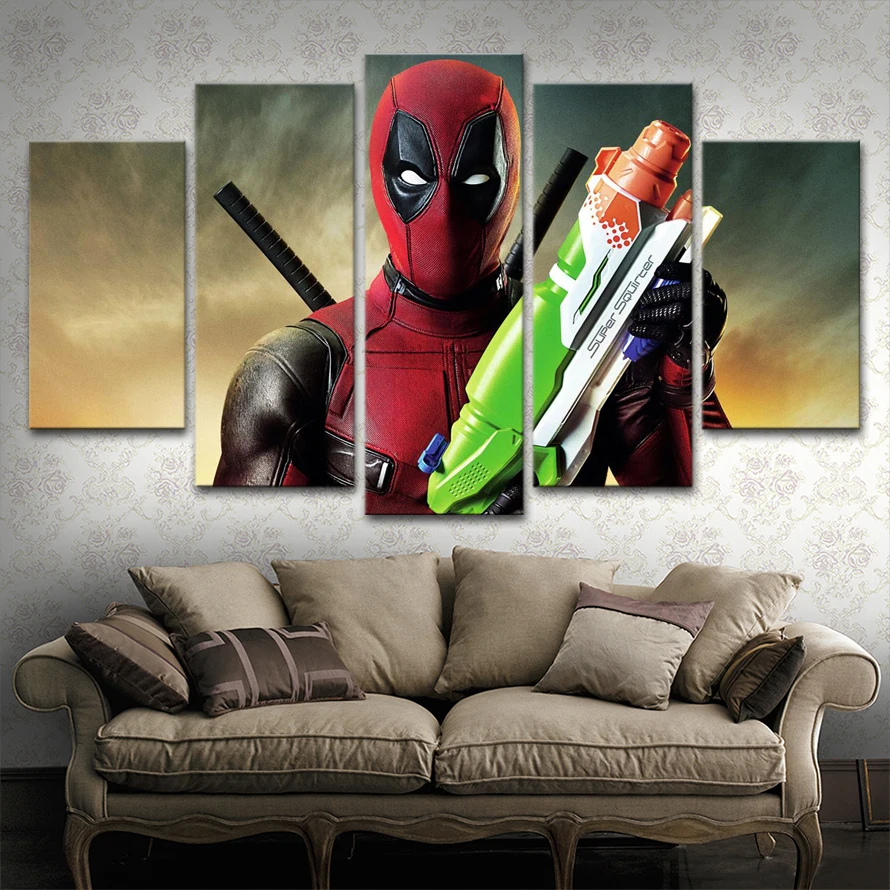 Модульная картина Deadpool из фильма 5 шт. декор для гостиной настенное
