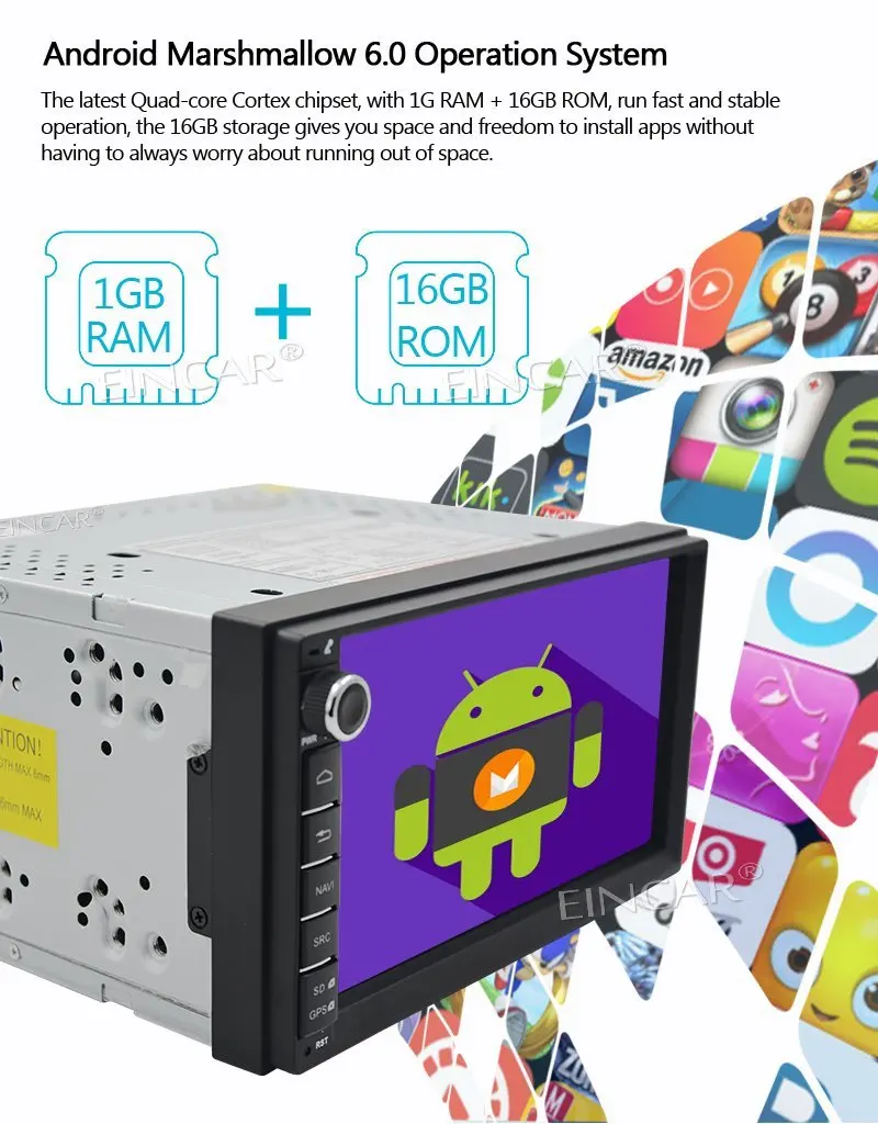 Cheap Android6.0 Car Cassette Stereo Automotive Radio Video GPS Navigator Head Unit bluetooth Support Wifi/Mirrorlink/Reversing Camera 1