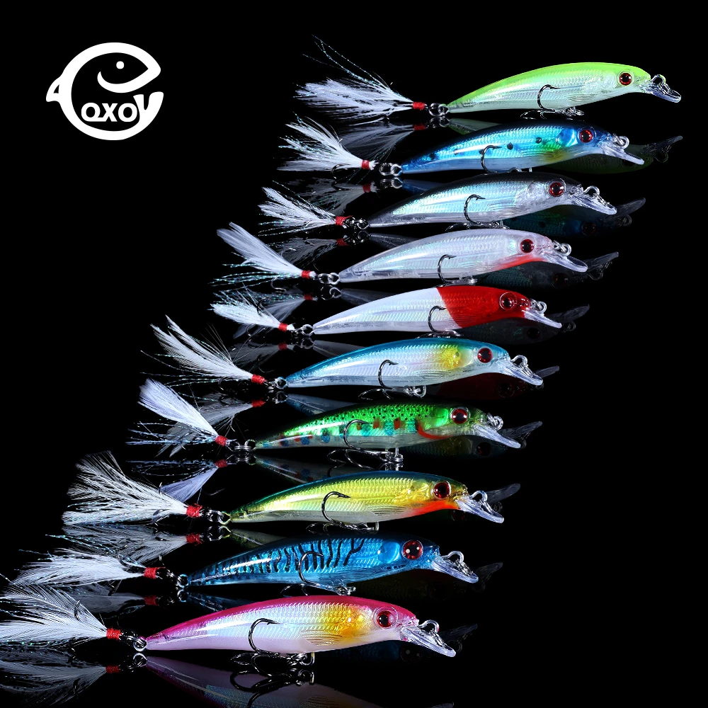 

QXO 10pcs/lot Hard Minnow Jigging Bait Pencil Crankbait Metal Jig Sea Lures Fishing Popper Goods For Fishing Duck Squid Shrimp