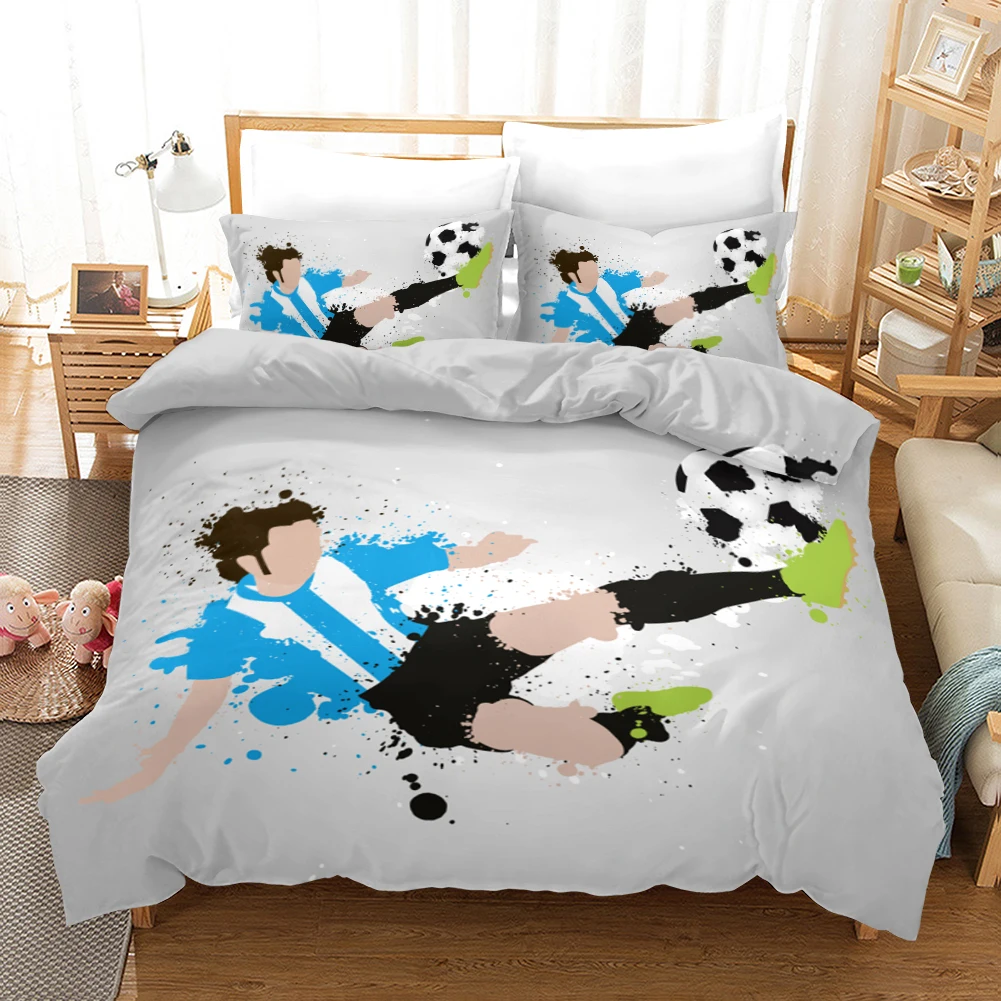 Fanaijia 3D футбол пододеяльник набор спортивных постельных принадлежностей роскошный двуспальное одеяло чехол и наволочка набор постельного белья - Цвет: C