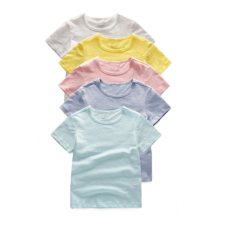 

Kids Short-sleeve T-shirts Cotton Children's Clothing Summer O-neck 0-6y Baby Boys T Shirt Solid Color Casual Button clothing