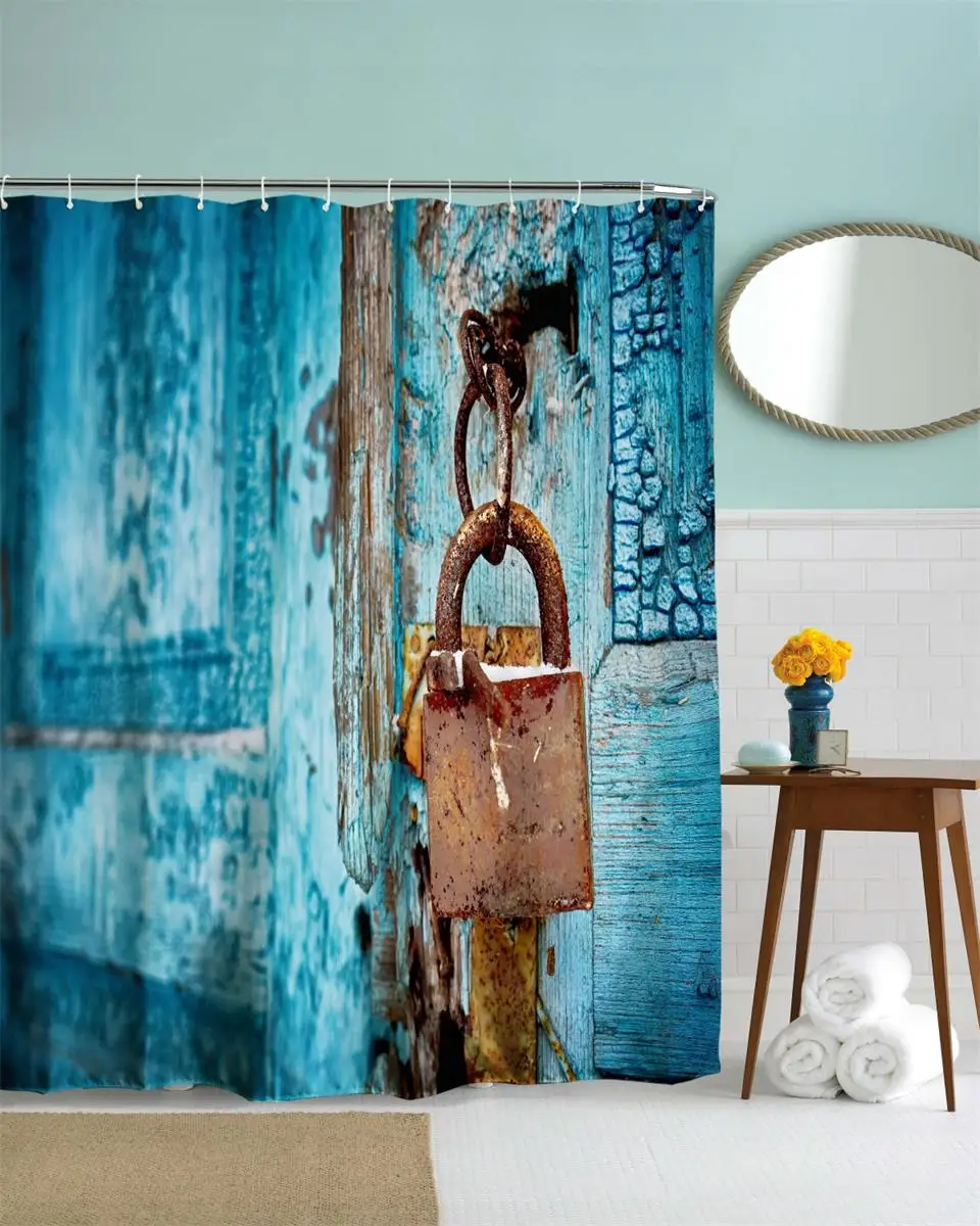 3D новые винтажные деревянные занавески для ванной, водонепроницаемые полиэфирные деревянные занавески для ванной+ Крючки, американский стиль - Цвет: 12