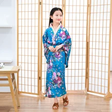 Новинка; детское платье с цветочным узором для косплея; японское платье-кимоно с принтом для маленьких девочек; Детские винтажные танцевальные костюмы для девочек; Yukata