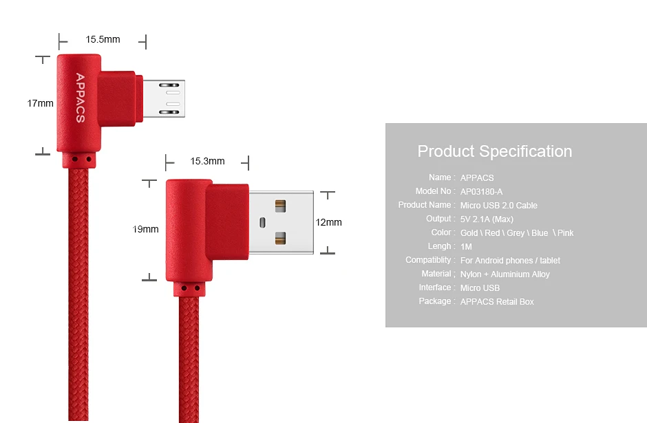 APPACS Micro usb-кабель передачи данных 5 V 2.4A TPE 90 usb-кабель для samsung/Xiaomi/huawei Android 1 m 2 m для быстрой зарядки Кабели Micro-USB