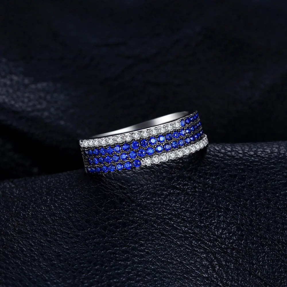 JewelryPalace 0.8ct Created Blue Spinel Cluster Cocktail Ring 100% Real 925 Sterling Silver Fashion Brand Fine Jewelry For Women