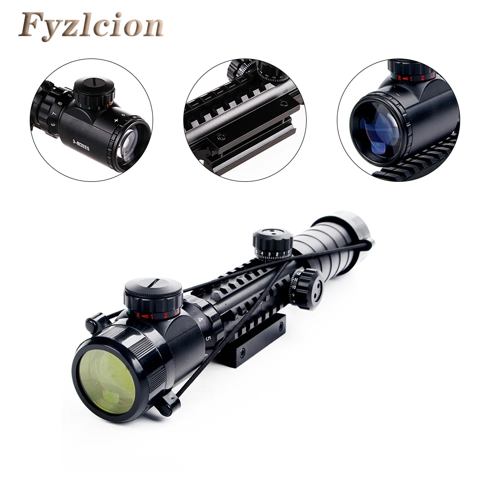 

New 3-9x32EG Riflescope Red&Green Illuminated Rangefinder Reticle Shotgun Air Hunting Rifle Scope With Lens Cover