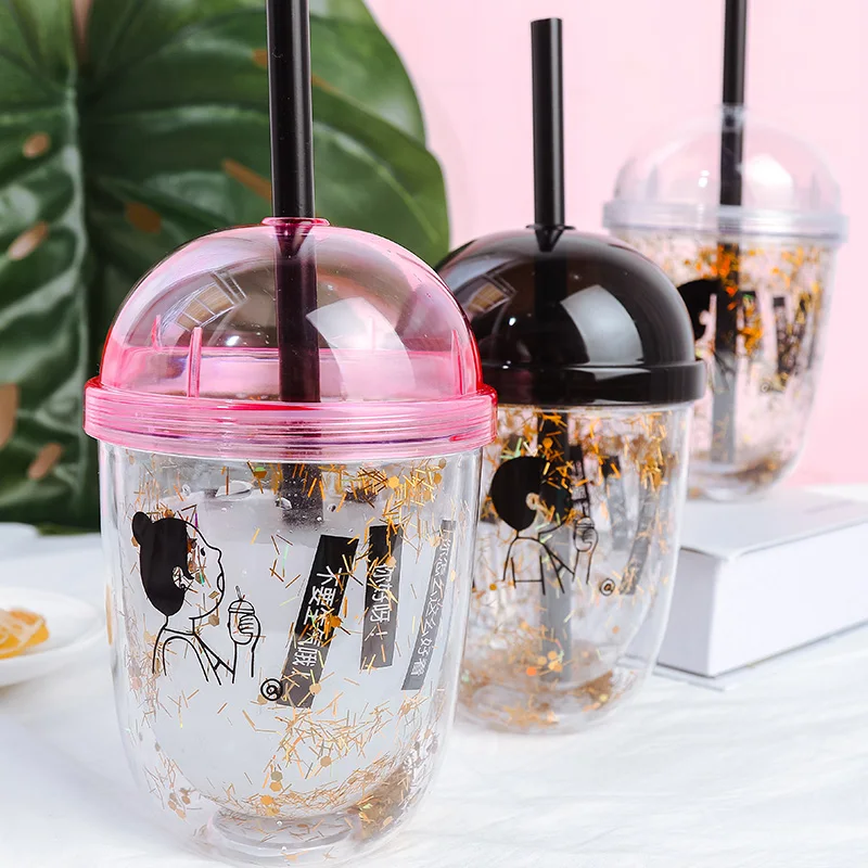 

Creative Water Bottle for Students Lovers Gift Personality Drinking Bottle with Straw Newest Tpye Popular Water Cups Cute