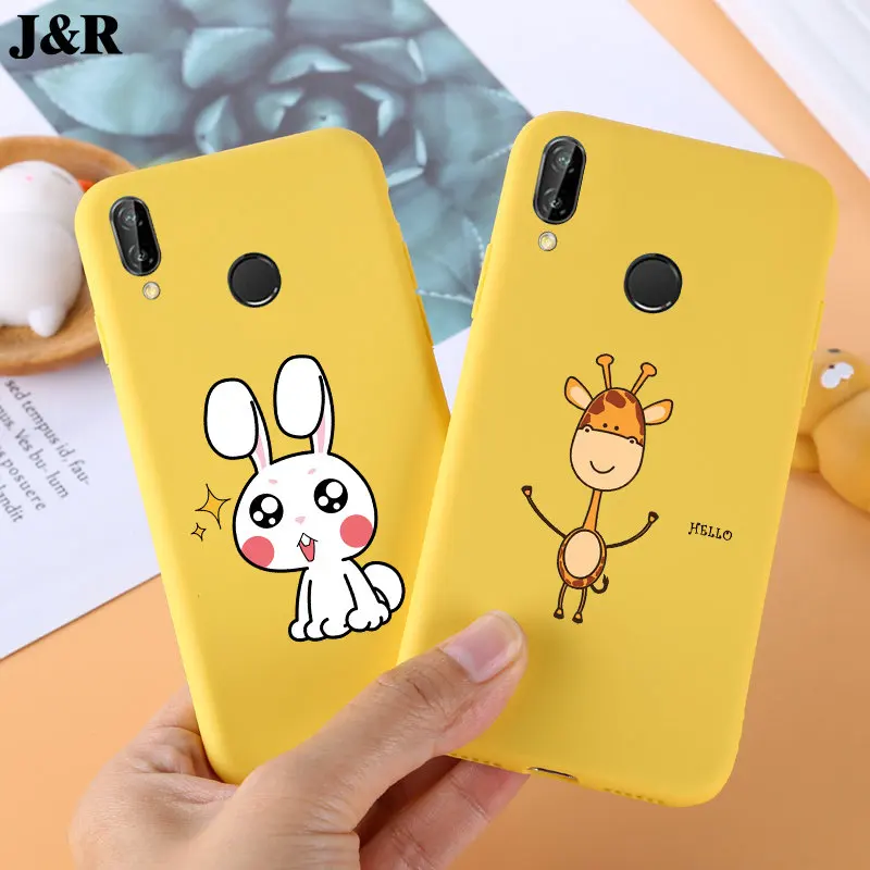 

For Huawei P Smart Plus Case Cover Cartoon Soft TPU Back Cover Phone Bags for Huawei P Smart PSmart Plus Silicone Yellow Covers