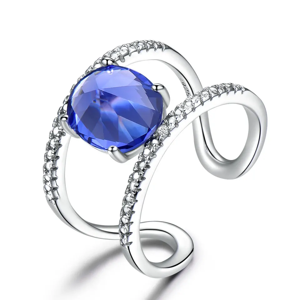 UMCHO, настоящее 925 пробы, серебряные кольца для женщин, камень по месяцу рождения, танзанит, драгоценный камень, серебряное кольцо, обручальное кольцо, ювелирное изделие, Новинка - Цвет камня: Tanzanite