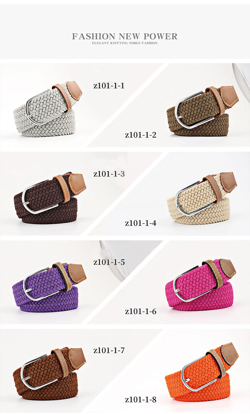 ZLD 60 Colors Female Casual Knitted Pin Buckle Men Belt Woven Canvas Elastic Expandable Braided Stretch Belts For Women Jeans crocodile skin belt